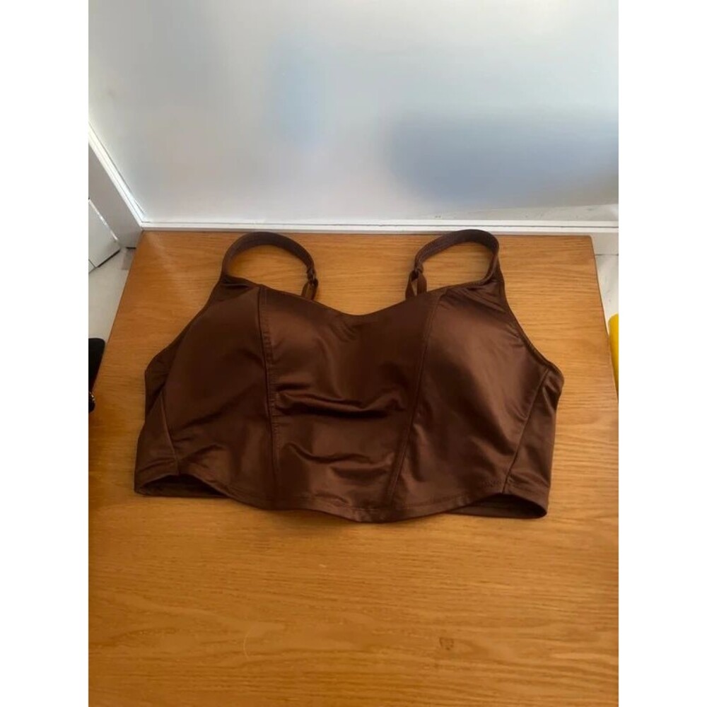 PINK Victoria's Secret Chocolate Kiss M Satin Lightly Lined Corset Top